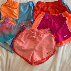 Five Girl’s Nike Orange and Blue Running Shorts
